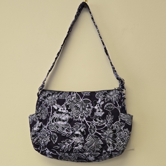 Vera Bradley Disney Mickey Minnie Flirty Floral Tonal Triple Zip Shoulder Bag - Picture 2 of 13